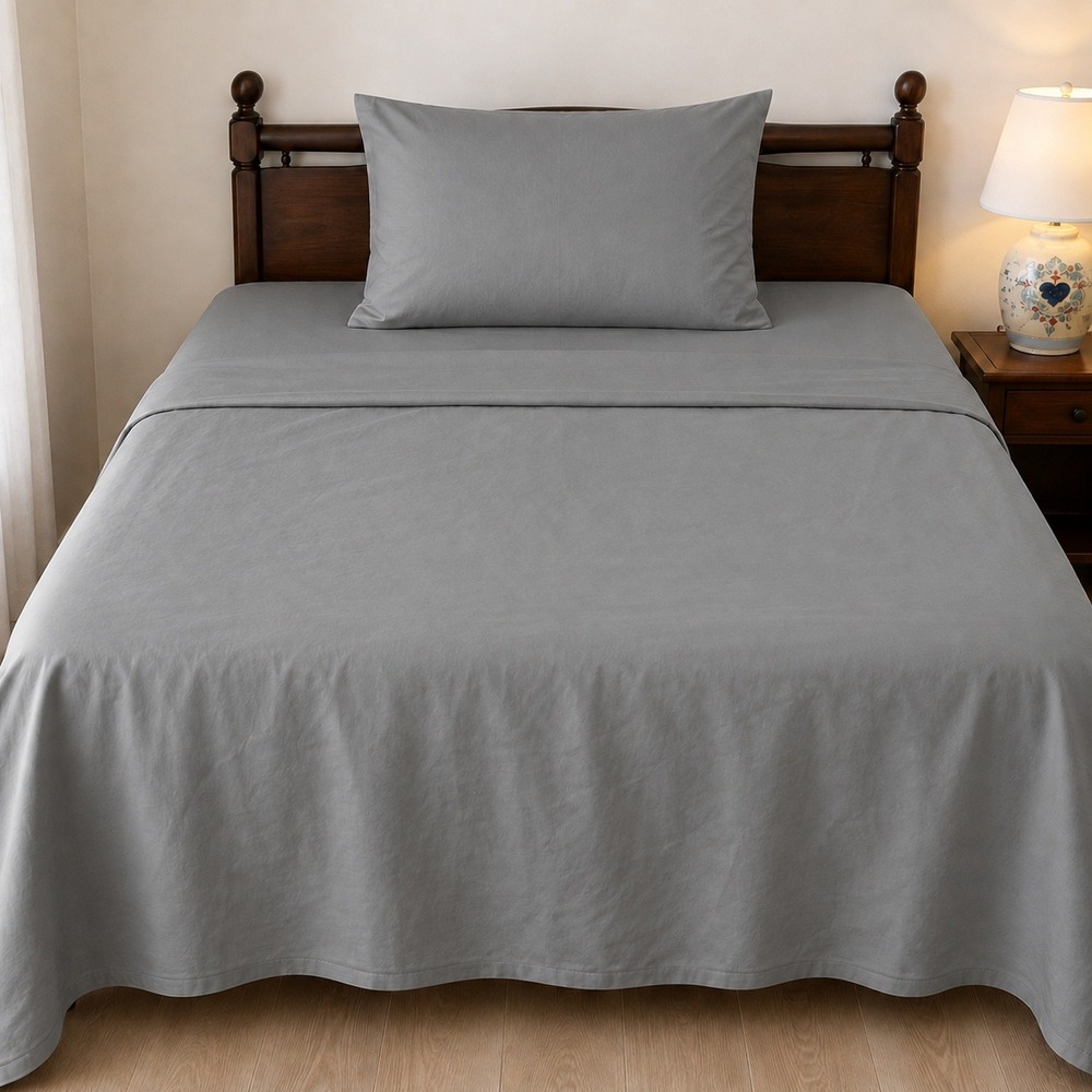 otel Signature Egyptian Cotton 400 TC Queen Flat Sheet 1 Pillowcase Ultra Gray